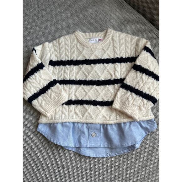 Zara MIXED STRIPED KNIT SWEATER Size 9-12 Months - Picture 3 of 7